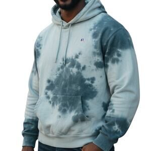 Russell Vintage Athletic Blue Tie-Dye Hoodie Sweatshirt Men’s XXL Unisex
